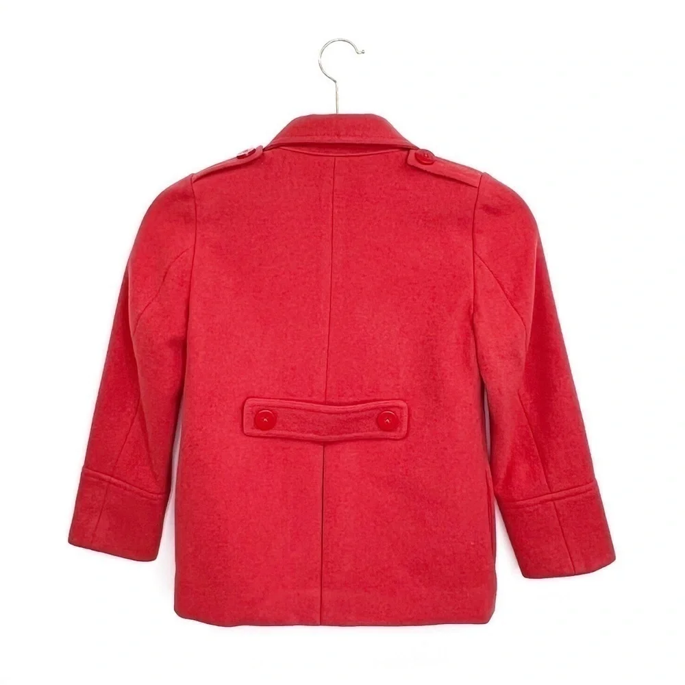 Brooks Bothers Pea Coat Girl’s Medium Watermelon Red Cotton Blend New NWT